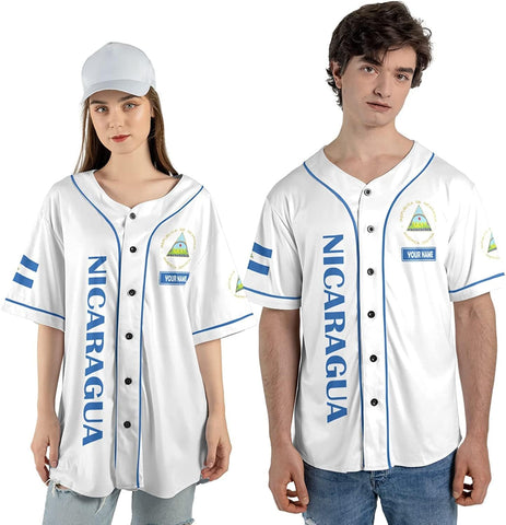 AOVL Personalized Nicaragua Baseball Jersey, Custom Nicaragua Baseball Jersey for Men & Women, Nicaraguan Camisas Shirt