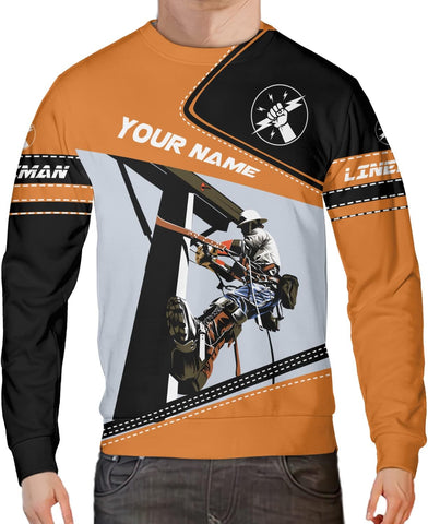 Personalized Lineman 3D Print Hoodies Unisex Pullover Hoodie Gift For Men, Women, Full Size S-5XL For Men Women
