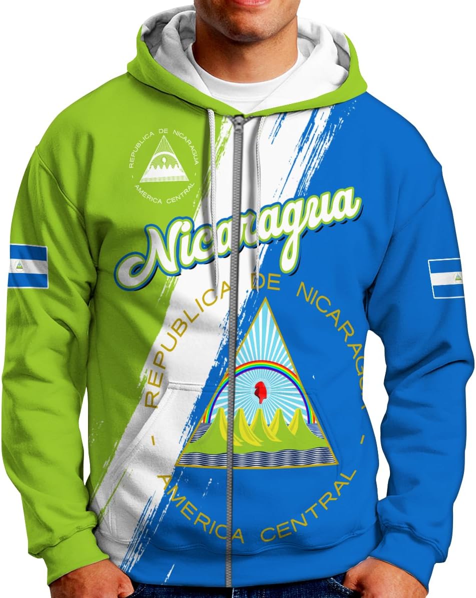 mostprints Personalized Nicaragua Hoodie Shirt Custom Nicaragua Flag Shirt for Men & Women Nicaragua Camisas Sweater