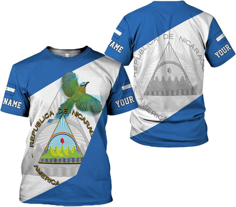 Vybonz Personalized Nicaragua Shirt 3D, Nicaragua Flag Shirts, Nicaraguan Camisas T-Shirt, Nicaragua Shirts for Men Women
