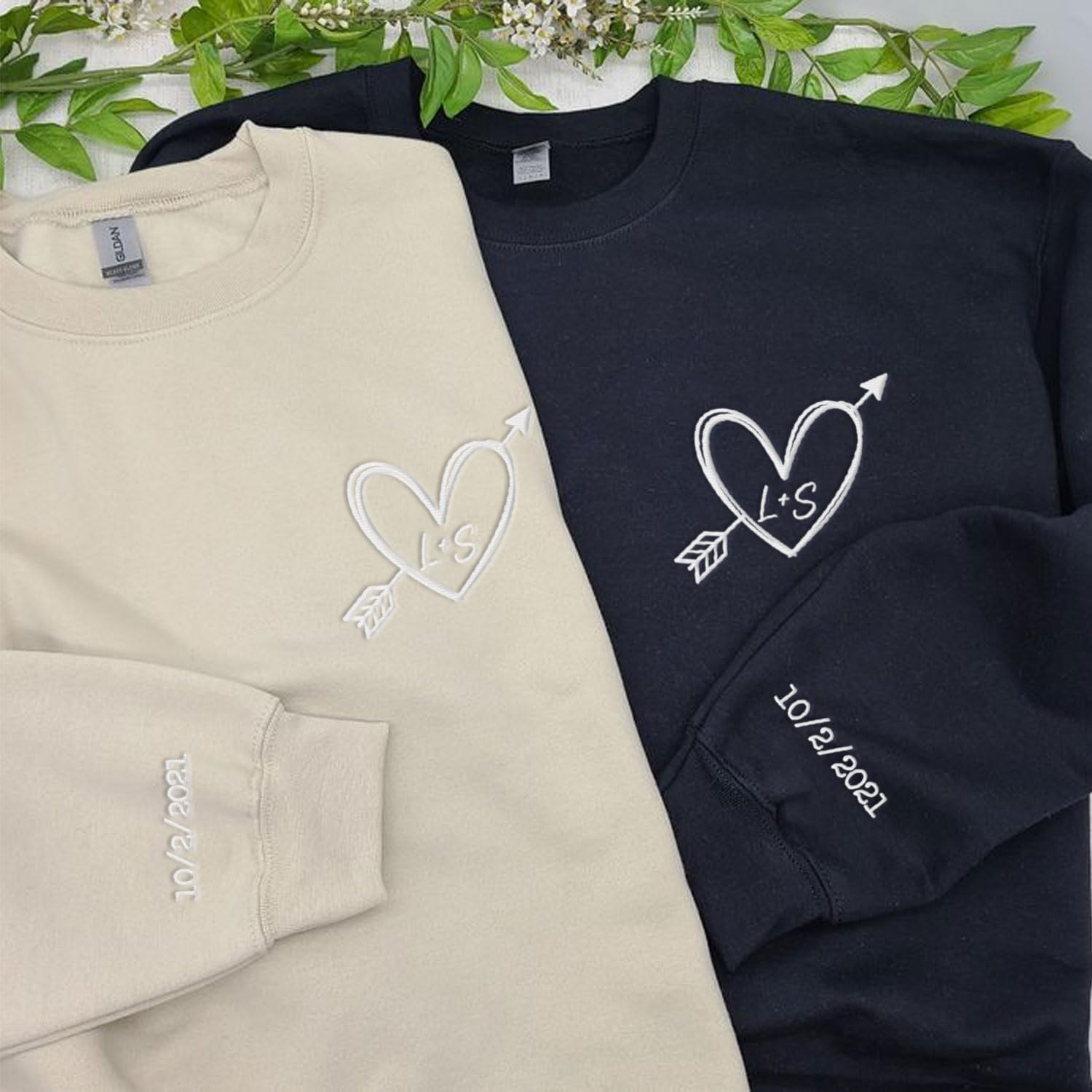 Custom Embroidered Roman Numeral Sweatshirt, Matching Sweatshirts for Couples, Couples Sweatshirt Valentine's Gift (Cotton, SS21)