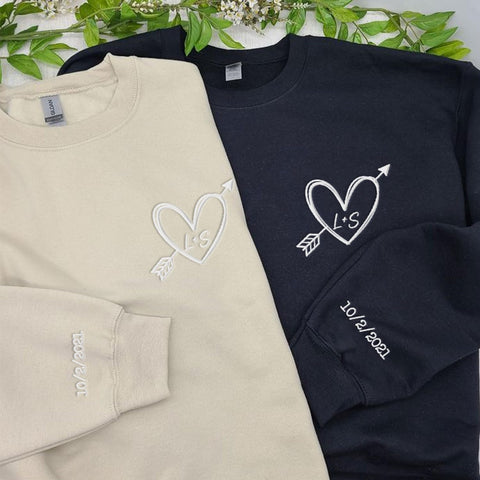 Custom Embroidered Roman Numeral Sweatshirt, Matching Sweatshirts for Couples, Couples Sweatshirt Valentine's Gift (Cotton, SS21)