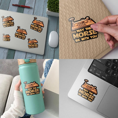 3 Pcs May The Morse Be with You Sticker Morse Code Sticker Amateur Radio Gifts for Ham Radio Operators Amateur Ham Radio Crib Decal Gift Stickers for Laptop Bottle Phone Car Helmet Sticker 3"x3"