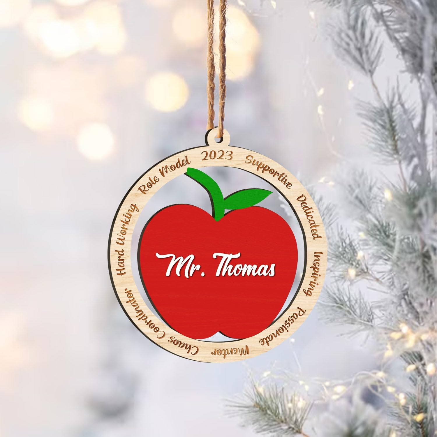 MAPrints Teacher Wood Ornaments Christmas 2024, Teacher Appreciation Gifts for Women, Teacher Wood 2D Flat Ornaments, Thank You Appreciation Ornaments, Keepsake Gifts for Teacher (TC 5)