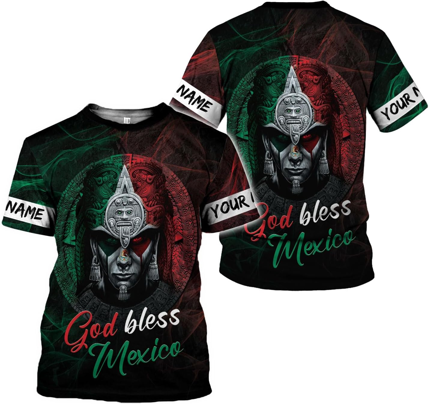 RoyalBro Personalized Mexico Shirts, Camisas De Mexico, Mexico Shirts for Men, Mexican Flag Jersey Shirt Mexico 3D Shirt