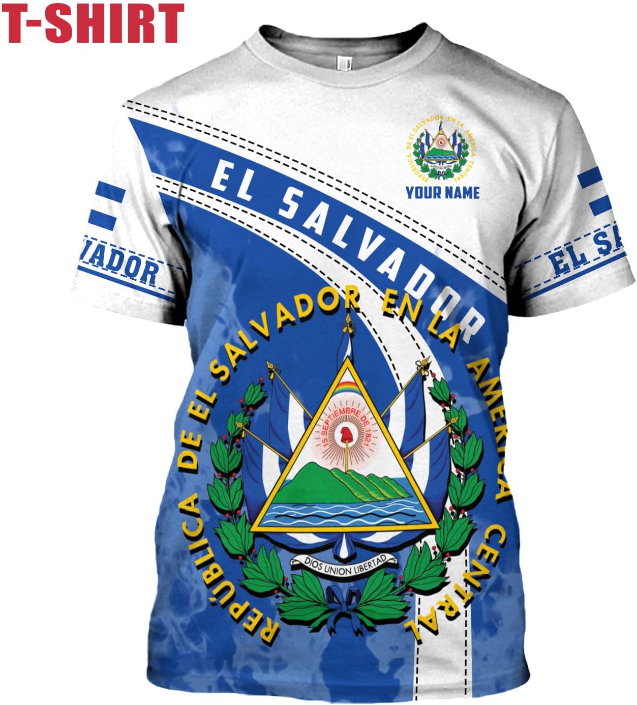 Ligthuy Personalized Name El Salvador Shirt 3D, El Salvador Flag Shirt for Men Women, Unisex T-Shirts S-5XL