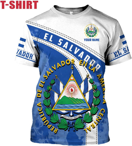 Ligthuy Personalized Name El Salvador Shirt 3D, El Salvador Flag Shirt for Men Women, Unisex T-Shirts S-5XL