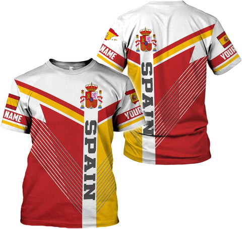 MoonArt Personalized Spain Shirt Custom Spain Espana Flag Shirts for Men and Women, Spain Spanish Pride