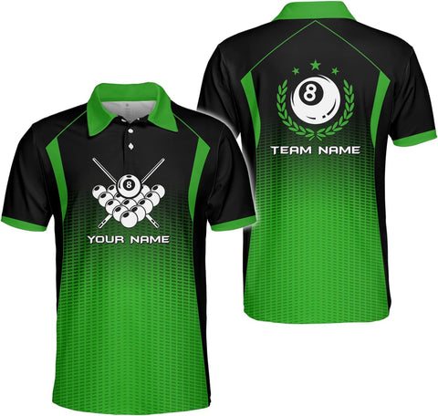 Personalized 8 Ball Polo Shirt, Billiard Shirt Custom Billiard Player 3D Print Shirts for Men Women Teams Pool (Polyester, PL27)