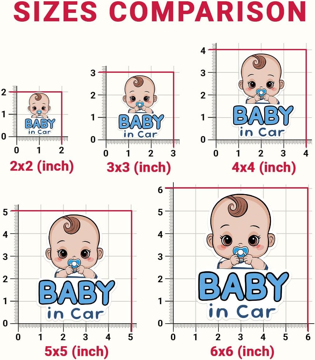 3 Pcs Blue Baby in Car Sticker Child in Car Sticker Baby in Car Safety Decal Kids on Board Stickers for Laptop Car Water Bottle Phone Case Hat Helmet Gifts 5"x5"