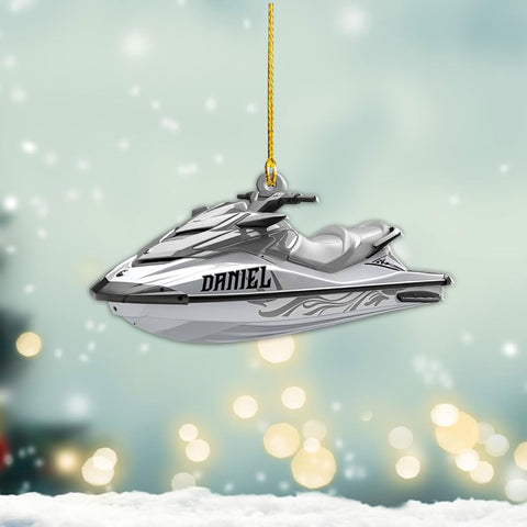 AOVL Custom Jet Ski Ornaments 2024 Jet Boat Ski Christmas Ornament Skiing Jet Boat Christmas Tree Ornament Gift for Watercraft Lovers Speed Boat Ornaments (JK4)