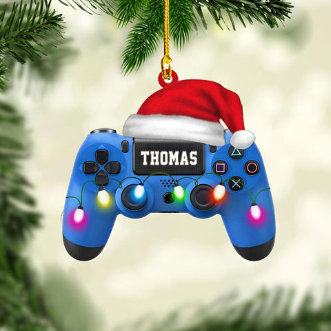 Artparel Personalized Gamer Ornament Custom Name Game Controller Ornament Shape Flat Computer Ornament for Gamer Gaming Ornament Gamer Christmas Ornament (GC1)