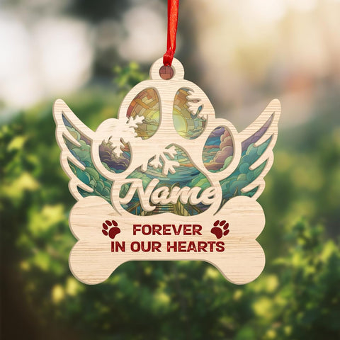 MAPrints Personalized Wooden Dog Cat Paw Suncatcher Ornament Christmas 2024, Custom Dog Paw Suncatcher Wood Ornaments with Names, Pet Paw Wooden Dog Ornament, Pet Paw Christmas Ornament (PAW 4)