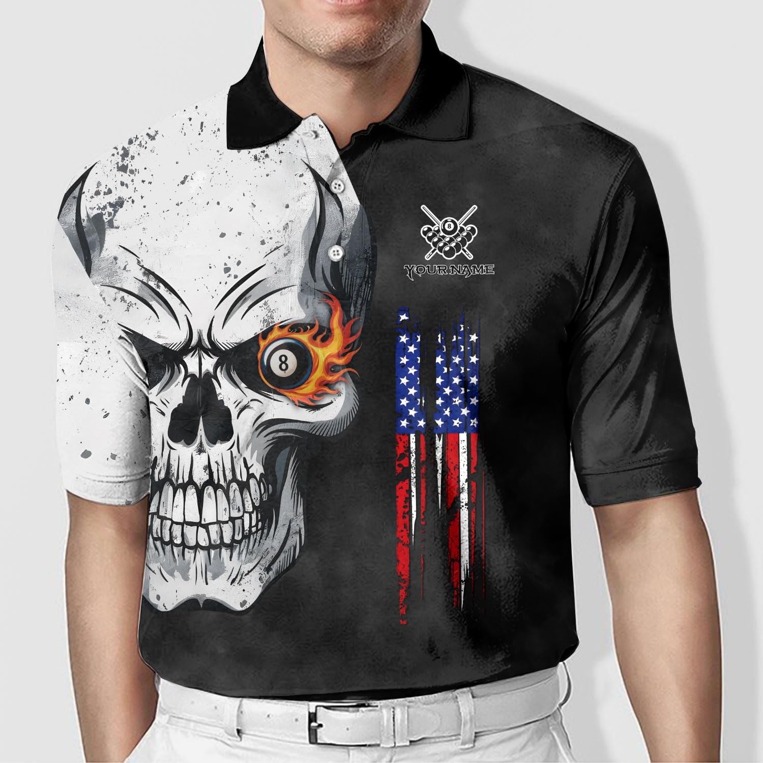 Customized Name Billiards Polo Shirts for Billiard Team, 8 Ball Pool 3D Shirt Gifts for Pool Players Men & Women