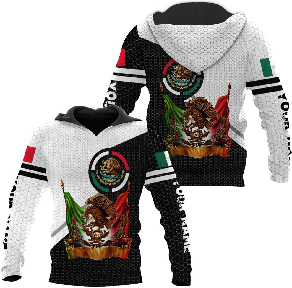 Personalized Name Mexican Hoodie 3D, Customized Mexican Hoodies for Men, Unisex Mexico Hoodie,Mexico Hoodies for Men1 (Multi 7)