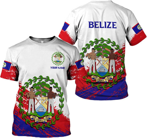 Personalized Belize Shirt for Men and Women, Coat of Arms of Belize Flag Flag Shirt, Belizean Country Flag Gift