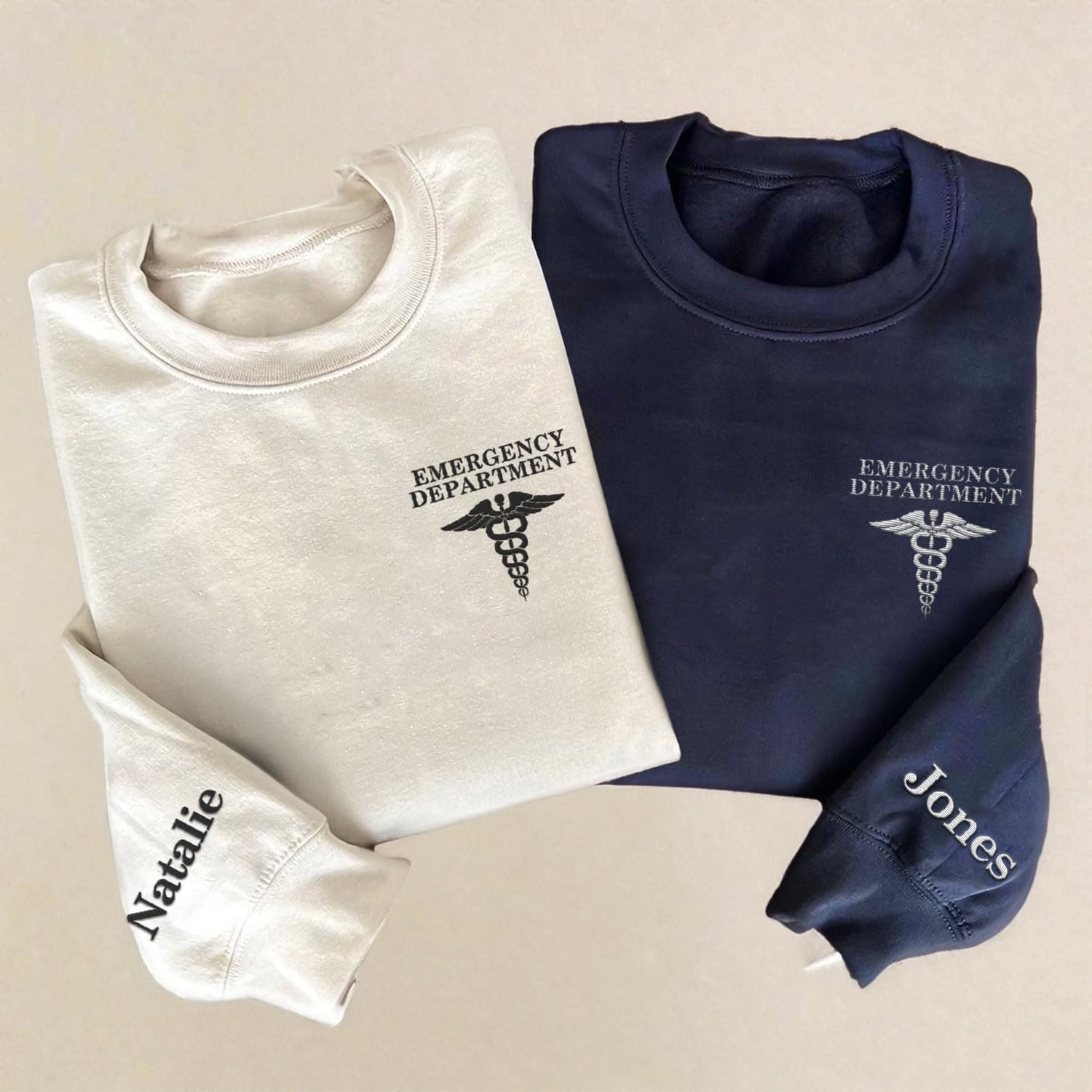 Custom Emergency Department Embroidered Crewneck Sweatshirt, Er Nurse Shirt, Emergency Nurse Hoodie, Er Nurse Gift, Rn Shirt (Cotton, SS407), Small-5X-Large