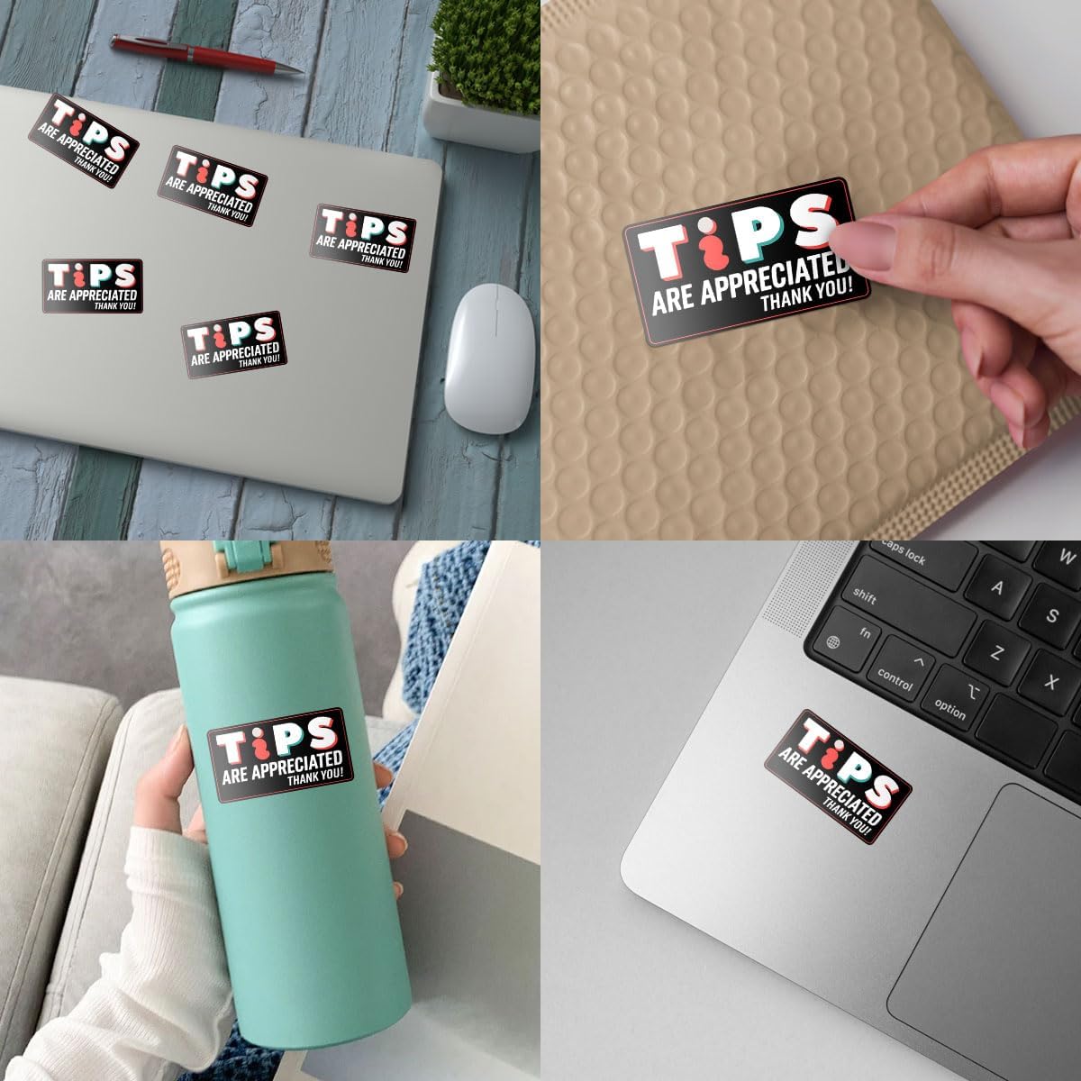 (3pcs) Tips are Appreciated Sticker, Tips are Appreciated Sign, No Tax On Tips Sticker - Vinyl Stickers Waterproof for Water Bottles Laptop Phone Car Window Helmet 3 Inches