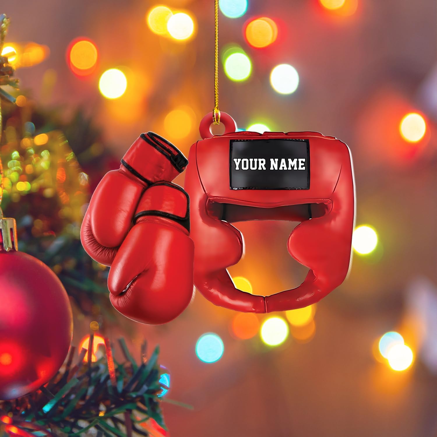 Tinoshop Personalized Boxing Acrylic Ornament, Boxing Gloves Christmas Light Ornament, Custom Boxing Ornament, Kick Boxing Ornament, Gift for Boxing Lovers, Boxer Ornament Gift for Boxing Lovers ON421
