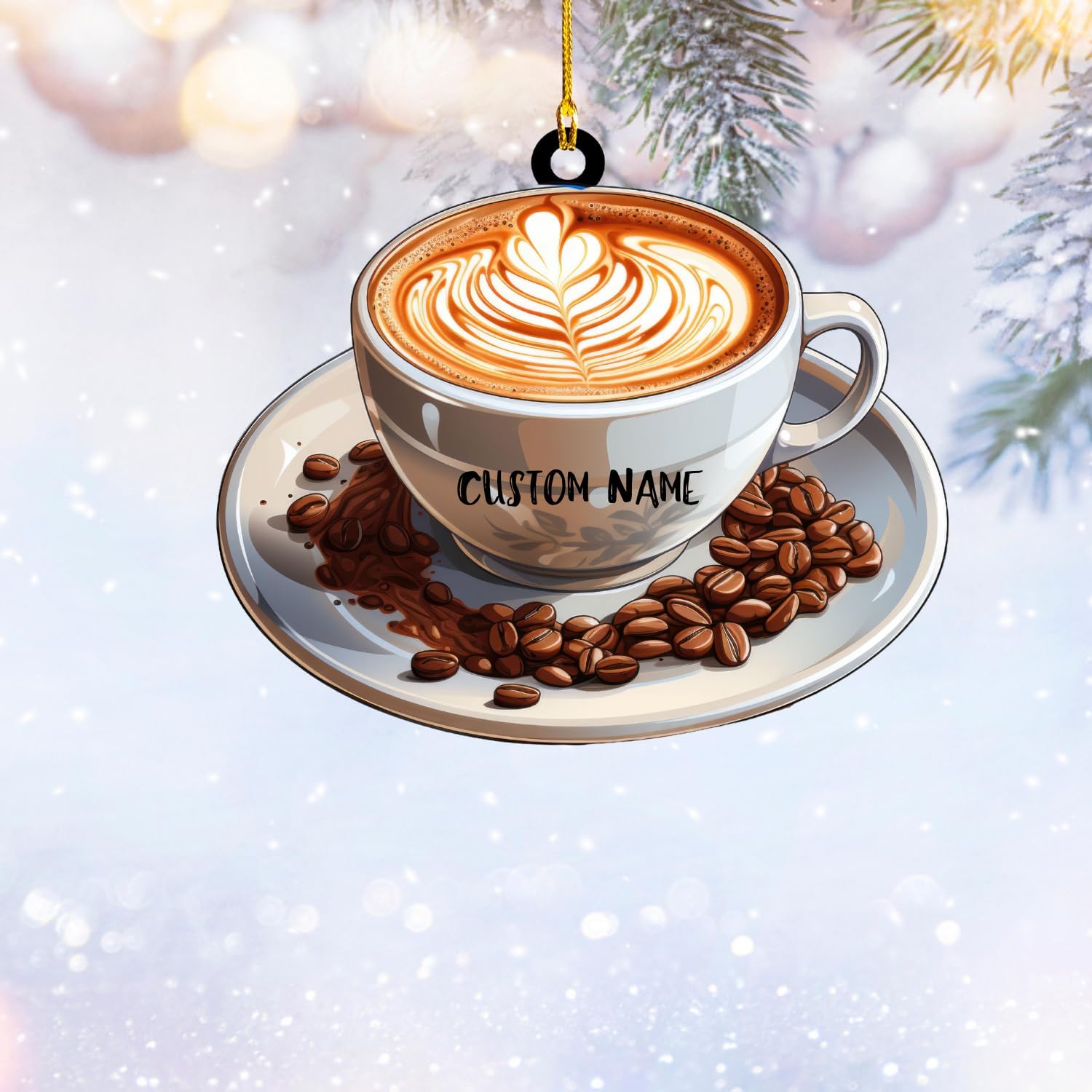 Personalized Coffee Machine Ornament Coffee Tool Flat Printed Ornament Coffee, Coffee Car Ornament,Love Coffee Ornament, Barista Ornament, Gift for Coffee Lovers (Acrylic, Style 13)