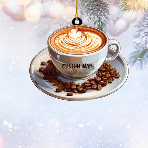 Personalized Coffee Machine Ornament Coffee Tool Flat Printed Ornament Coffee, Coffee Car Ornament,Love Coffee Ornament, Barista Ornament, Gift for Coffee Lovers (Acrylic, Style 13)