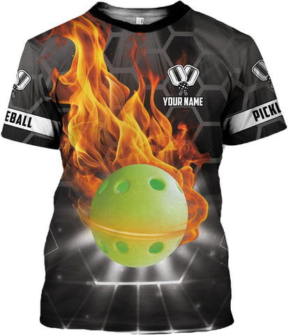 Personalized Pickleball Shirt Funny 3D Polo Pickleball Player Gift for Men and Women Custom Pickleball Shirts Sports Tee