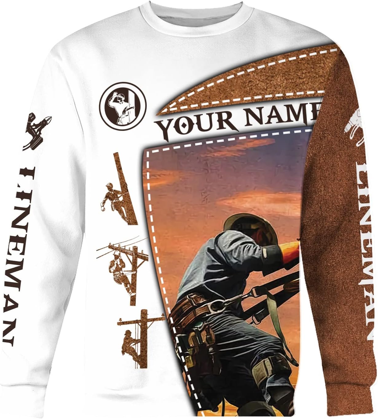 Personalized Lineman 3D Print Hoodies Unisex Pullover Hoodie Gift For Men, Women, Full Size S-5XL For Men Women