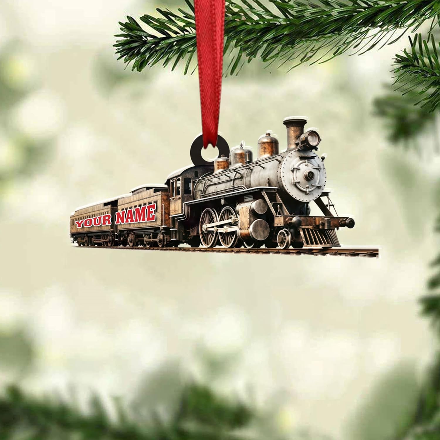 Personalized Train Ornament 2024 Train Christmas Ornaments, Railroader Ornaments Christmas Train Ornament, Train Ornaments for Christmas Tree Gift for Boy Trainman Rail Roader Hanging Decor Xmas (T10)