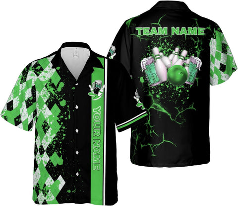 Pretyprints Custom Bowling Hawaiian Shirt 3D Men Women Personalized Button Down Short Sleeve Team Gifts Lover