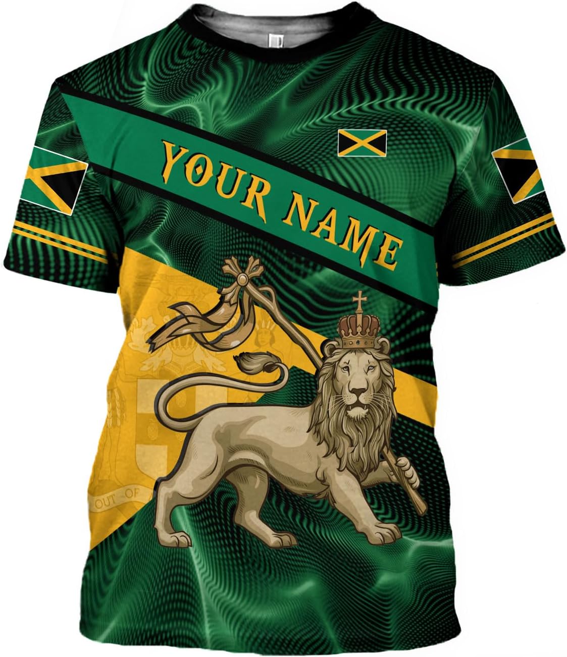 Ligthuy Personalized Jamaica Shirt 3D, Custom Jamaica Flag Lion Shirt for Men and Women, Jamaican Pride T-Shirt Unisex