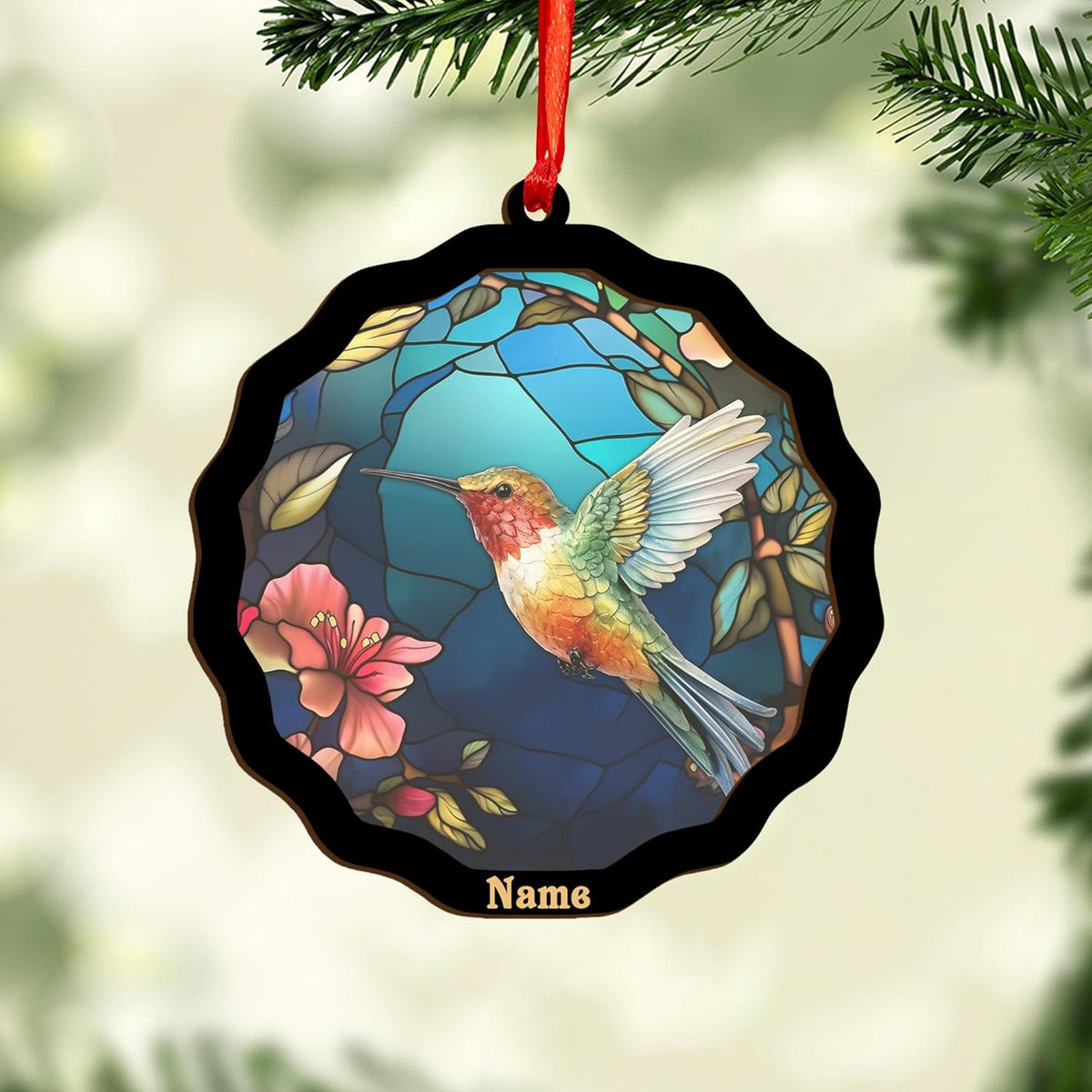 MAPrints Personalized Hummingbird Ornaments for Christmas Tree 2024, Hummingbird Christmas 2024 Ornament, Bird Suncatcher Wood Acrylic Ornament, Gifts for Bird Lovers (Bird 1)