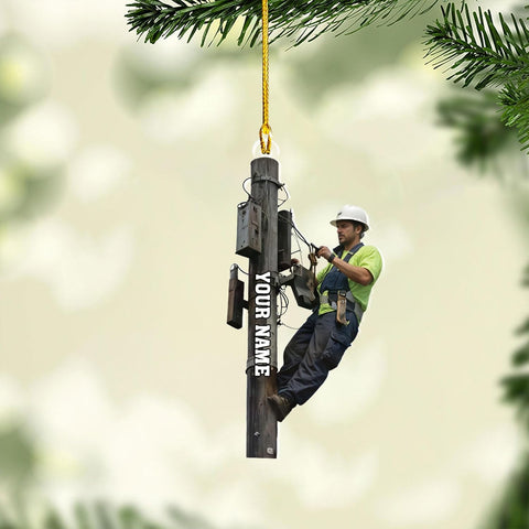 MAPrints Personalized Lineman Christmas Ornaments 2024, Line Man Ornaments, Electrician Acrylic 2D Flat Ornament, Electric Worker Ornament, Lineman Christmas Hanging Ornament, Gifts for Lineman (LM 2)