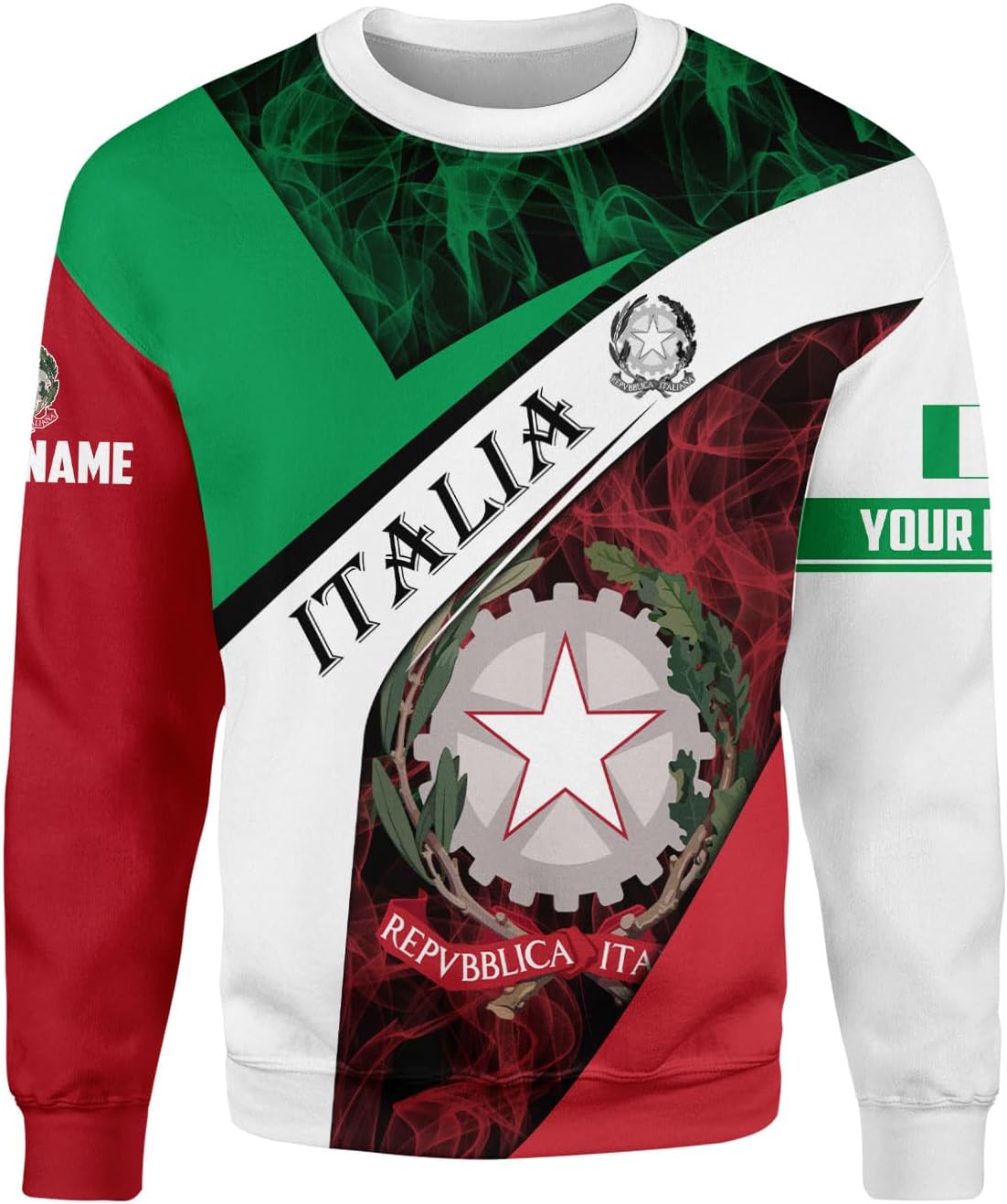 Ligthuy Personalized Name Italy Shirt 3D, Custom Italian Shirt Flag for Men and Women, Italia Shirt Soccer Unisex Size