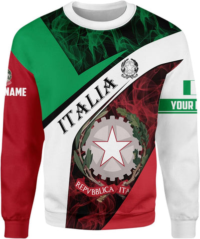Ligthuy Personalized Name Italy Shirt 3D, Custom Italian Shirt Flag for Men and Women, Italia Shirt Soccer Unisex Size