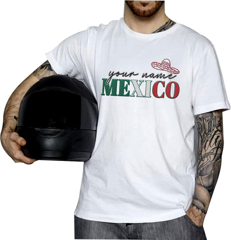 Mostprints Personalized Name Embroidered Mexico Tshirt, Customized Name Shirts Mexican US Flag, Mexico Shirt2