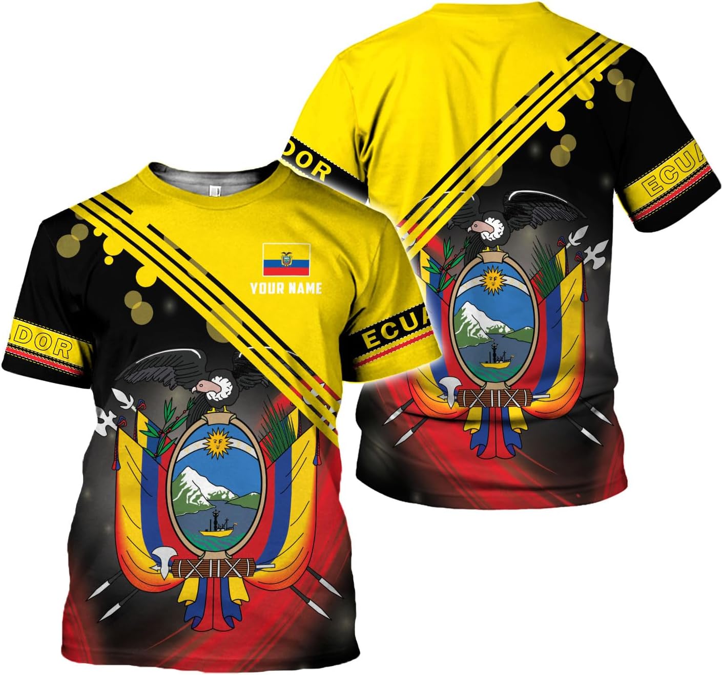 Mostprints Personalized Name Ecuador Shirt 3D, Ecuador Ecuadorian Flag Pride Gift T-Shirt, Ecuador Shirts for Men Women S-5XL