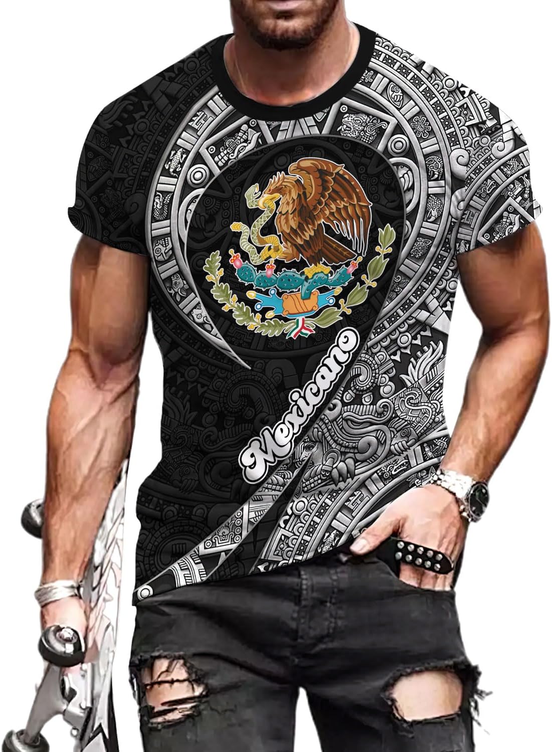 RoyalBro Personalized Mexico Shirt, Camisas de Mexico Customized Mexican Shirts Mexican Flag Mexico 3D Shirt for Men Women