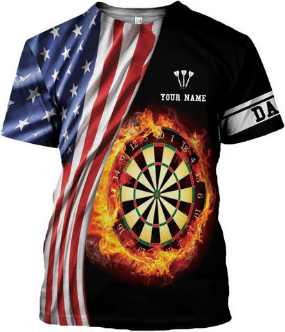 Vybonz Personalized Name Darts Darts Shirts for Men, Short-Sleeve Darts Jerseys T-Shirt 3D for Dad, Husband,