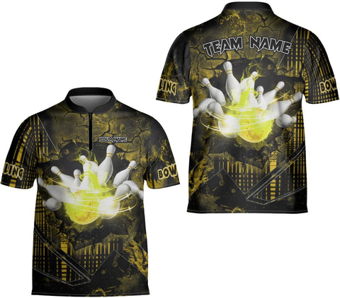 Custom Bowling Jerseys for Men Women Personalized Team Name Quarter Zip 3D Apparel Customized Bowling Jersey Shirts Unisex