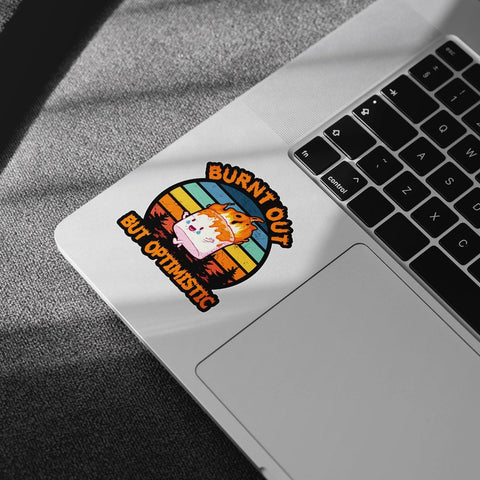 3Pcs Burnt Out but Optimistic Sticker Funny Matte Healthcare Nurse Nursing Mental Health Cute Marshmallow Humor Stickers Optimistic and Sarcastic Decal for Laptop Bottle Phone Car Hard Hat 3"x3"
