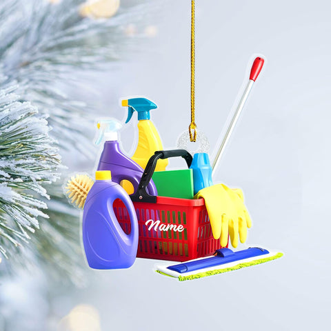 MAPrints Personalized Housekeeping Christmas Ornaments 2024, Cleaning Tool 2D Flat Shape Hanging Tree Ornament, House Cleaning Service Decorations, House Cleaning Service Maid Ornament Gift (HK 10)