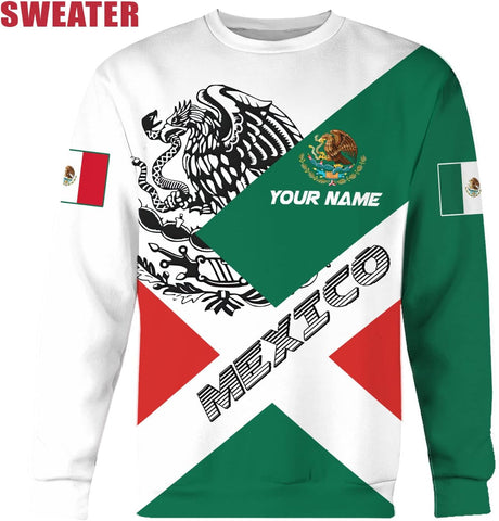 Personalized Name Mexican Hoodie 3D, Customized Mexican Hoodies for Men, Unisex Mexico Hoodie 3D, Mexico Hoodies for Men, Mexico Flag Gift for Women, T Shirt, Zip Up Hoodie, Sweatshirt HD23