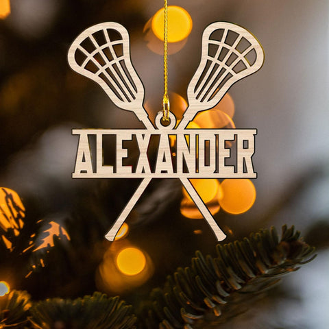 HomeDesign Personalized Lacrosse Ornament, Lacrosse Amor Shape Flat Ornament, Lacrosse Helmet Ornaments, Gifts for Lacrosse Lovers, Lacrosse Players, Lacrosse Christmas Ornament (LA 14)