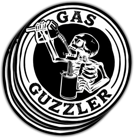 (3 Pcs) Gas Guzzler Sticker - Funny Skeleton Truck Decal - Vinyl Sticker for Car, Truck, SUV, Bumper, Window, Laptop, and More – 5 Inch Waterproof Gas Sticker for Vehicles