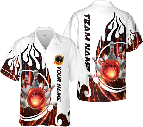 Mostprints Personalized Name Bowling Hawaii Shirts for Men and Women 3D, Bowling Shirts for Team Bowling, Bowling Shirts Gift