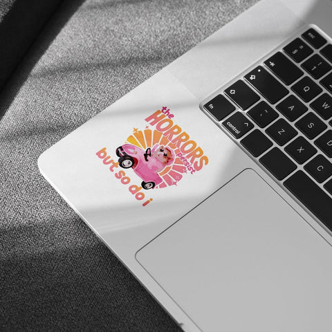 3 Pcs The Horrors Persist but So Do I Sticker, Funny Hamster Horror Stickers Mental Health, The Horrors Persist but So Do I Stickers for Laptop Water Bottle Phone Car Helmet Hard Hat Gifts 3"x3"