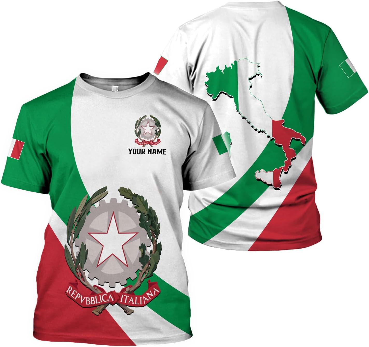 Artparel Personalized Italy Shirt 3D Italia Flag Shirt Italian Flag Shirts Italiano Shirt 3D Italian Shirt Flag for Men Women
