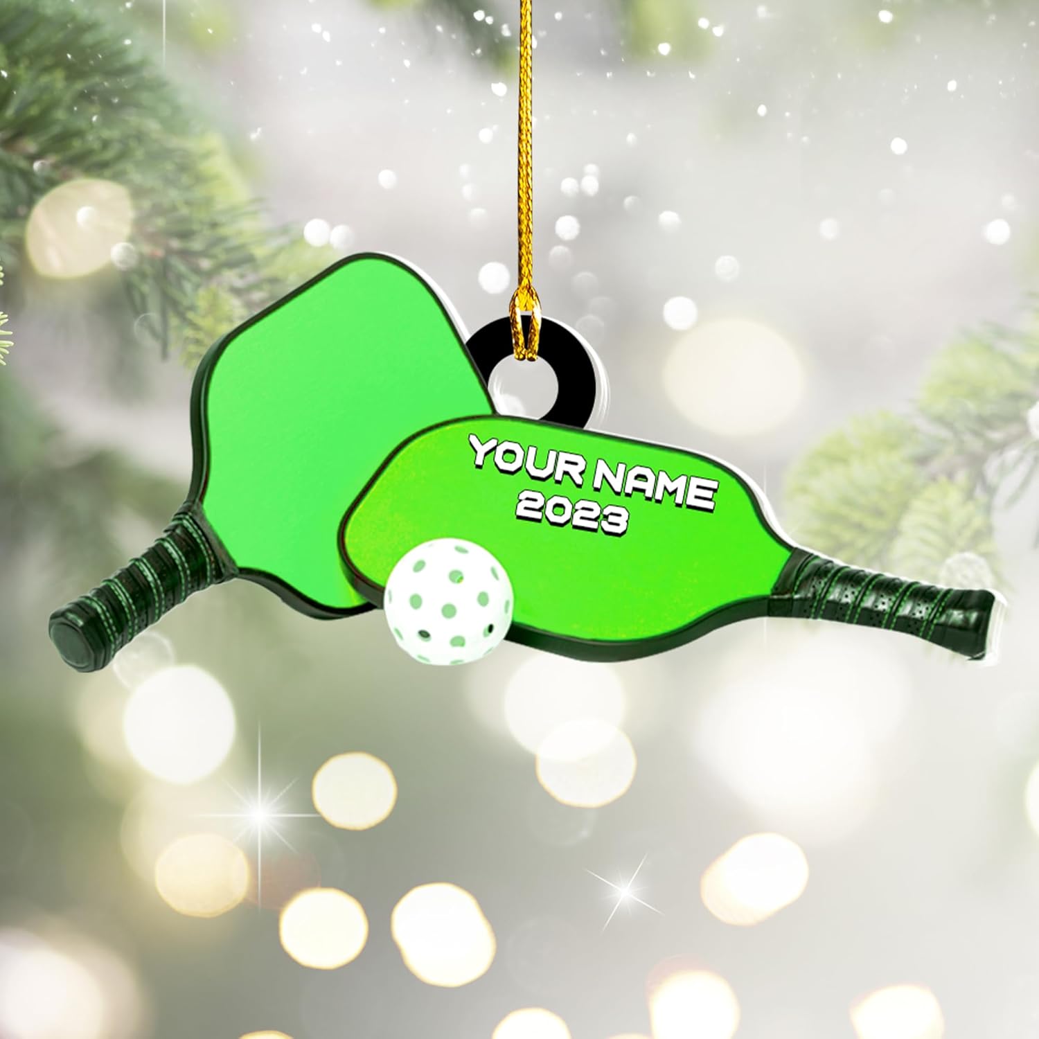 mostprints Personalized Pickleball Ornament 2023, Pickleball Paddles, Pickle Baller Sport Gifts Pickleball Ornament Christmas Tree Pickleball Decorations for Pickleball Lovers (PB9)