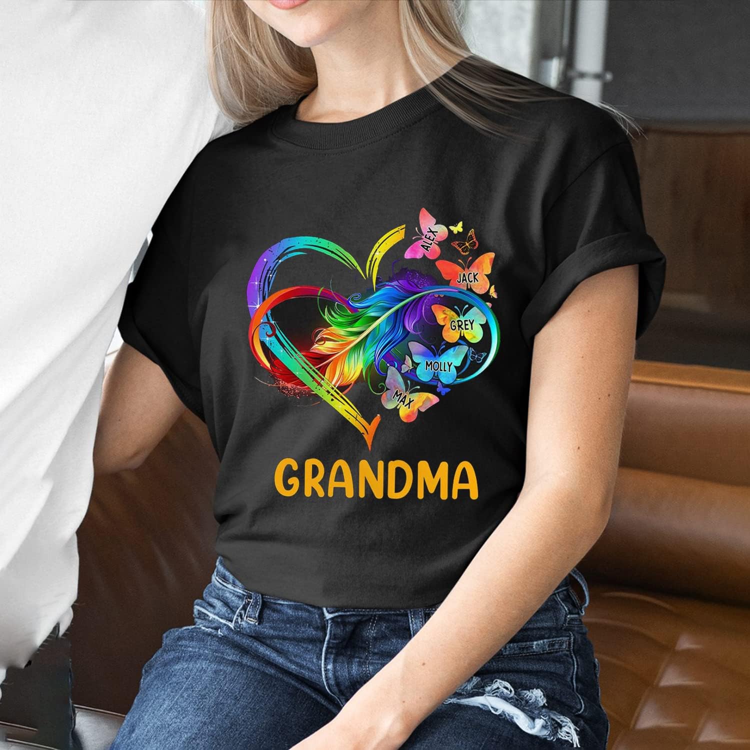 Personalized Mom Grandma Shirt, Grandma Heart Shirt, Grandkids Name Shirt, Mothers Day Shirt for Mom, Grandma, Nana, Mimi
