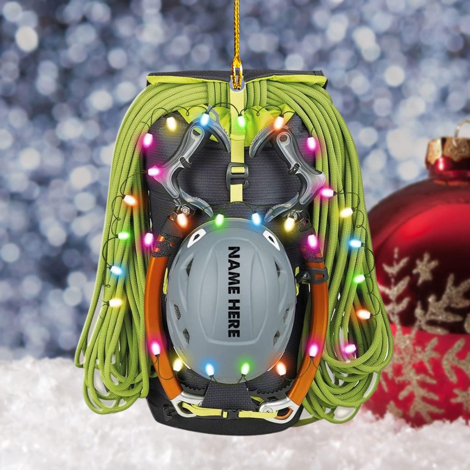 HomeDesign Personalized Rock Climbing Ornaments Custom Climbing Ornament Rock Climber Ornament, Mountain Climbing Bag, Climber Gift Bouldering Gifts Workout Ornament Christmas Tree Hanging Ornament 2